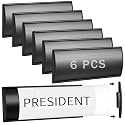 Therwen 6 Pack Aluminum Office Door Name Plate Holder, Black, 8 x 3 in