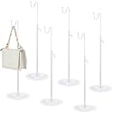 Therwen 6 Pcs Bag Purse Display Stand, Adjustable Height, White