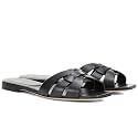 THESHY Women's Flat Sandals Square Toe Patent Leather Comfortable Slip on Slippers Casual Summer Dressy Beach Slide Sandals for Women