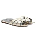 THESHY Women's Flat Sandals Square Toe Patent Leather Comfortable Slip on Slippers Casual Summer Dressy Beach Slide Sandals for Women