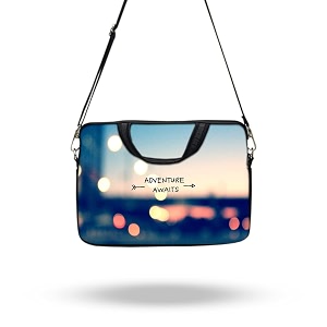 theskinmantra chain laptop sleeve bag compatible with laptopmacbookschrombooknotebookzbook 141 inch slingstrap adventure awaits