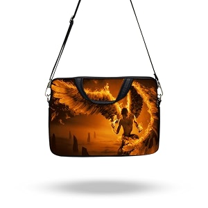 theskinmantra chain laptop sleeve bag compatible with laptopmacbookschrombooknotebookzbook 141 inch slingstrap man with wings