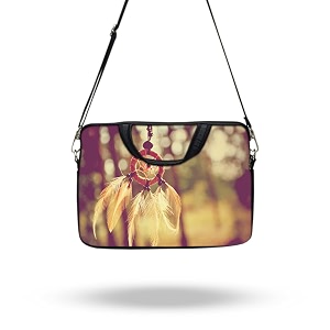 theskinmantra chain laptop sleeve bag compatible with laptopmacbookschrombooknotebookzbook 133 inch slingstrap feathers