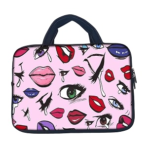 theskinmantra chain laptop sleeve bag compatible with laptopmacbookschrombooknotebookzbook 133 inch handle eyes and lips