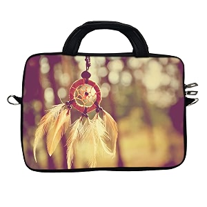 theskinmantra chain laptop sleeve bag compatible with laptopmacbookschrombooknotebookzbook 116 inch slingstrap feathers