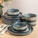 TheTerra Ceramic Dinnerware Set for 4, 12-Piece Plates and Bowls Set