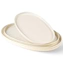 theterra Ceramic Serving Platter Set of 3, Oval Serving Plates and Dishes