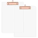 Thick 8.8x12.5in Clip Boards Acrylic Fit A4 8.5x11 Letter Size, 3mm Thick 2 Pack Waterproof Clear Clipboards with Hanging Hook, Smooth Writing Clipboard for Hospital School Seminars Office Use