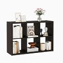 Thickened Wooden Frame 6 Cube Organizer, Black Cube Shelf with 6 Cube Storage, Cube Closet Organizer with Open Back for Bedroom, Bathroom, Office, Dark Brown, 14.6" x 43.8" x 30.7"