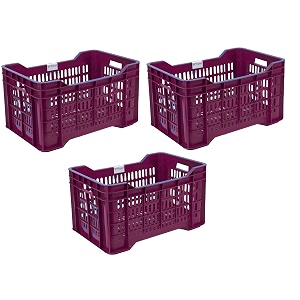thijaari big plastic heavy duty multipurpose storage crate 3 piece 3 piece 500mm x 365mm x 300mm voilet