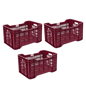 thijaari big plastic heavy duty multipurpose crate 3 piece 542 x 360 x 300 mm chocolate colour