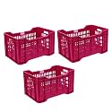 Thijaari Big Plastic Heavy Duty Multipurpose Crate 3 Piece (542 x 360 x 300 mm Pink Colour