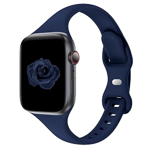 thin slim silicone band compatible with apple watch women men navy blue