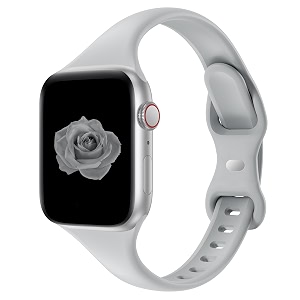 thin slim silicone band compatible with apple watch women men gray