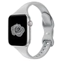 Thin Slim Silicone Band Compatible with Apple Watch Women Men, Gray