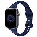 Thin Slim Silicone Band Compatible with Apple Watch Women Men, Navy Blue