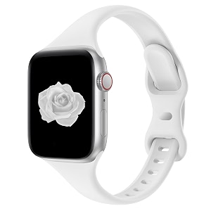 thin slim silicone band compatible with apple watch women men white