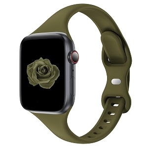 thin slim silicone band compatible with apple watch women men olive green