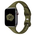 Thin Slim Silicone Band Compatible with Apple Watch Women Men, Olive green