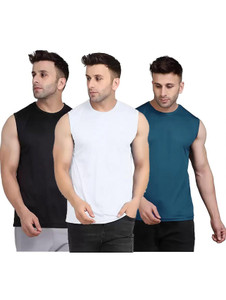 Think Tech Solid Men Round Neck Black