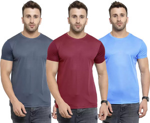 Think Tech Solid Men Round Neck Grey