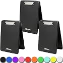 Think2Master [3 Pack] Black Plastic Storage Clipboard. | 25% Heavier &amp; Sturdier| Heavy Duty and Won’t Flex Like Other Brands (Compare The Weight). Storage Compartment Holds 150 Letter Sized Paper.