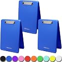 Think2Master [3 Pack] Blue Plastic Storage Clipboard. | 25% Heavier &amp; Sturdier| Heavy Duty and Won’t Flex Like Other Brands (Compare The Weight). Storage Compartment Holds 150 Letter Sized Paper.
