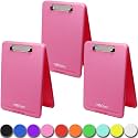 Think2Master [3 Pack] Pink Plastic Storage Clipboard. | 25% Heavier &amp; Sturdier| Heavy Duty and Won’t Flex Like Other Brands (Compare The Weight). Storage Compartment Holds 150 Letter Sized Paper.