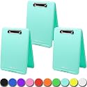 Think2Master [3 Pack] Teal Plastic Storage Clipboard. | 25% Heavier &amp; Sturdier| Heavy Duty and Won’t Flex Like Other Brands (Compare The Weight). Storage Compartment Holds 150 Letter Sized Paper.