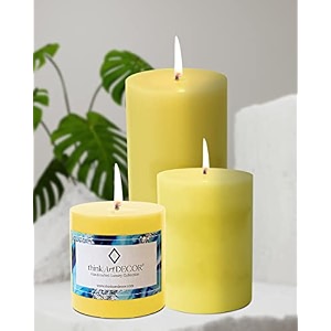 unscented pillar candles set of 3  55 70 90 hrs  3 4 6 inches smokeless amp dripless wax candles for home decor  caramel brown