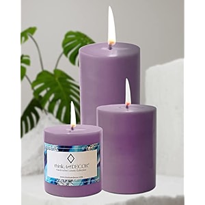 unscented pillar candles set of 3  55 70 90 hrs  3 4 6 inches smokeless amp dripless wax candles for home decor  lavender