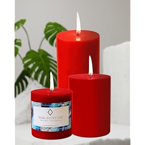 unscented pillar candles set of 3  55 70 90 hrs  3 4 6 inches smokeless amp dripless wax candles for home decor  red