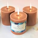 Unscented Pillar Candles Set of 3 | 55 Hrs Each | 3X3 inch Smokeless &amp; Dripless Wax Candles for Home Decor | Caramel Brown