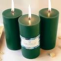 Unscented Pillar Candles Set of 3 | 90 Hrs Each | 3X6 inch Smokeless &amp; Dripless Wax Candles for Home Decor | Caramel Brown