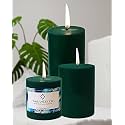 Unscented Pillar Candles Set of 3 | 55, 70, 90 Hrs | 3, 4, 6 inches Smokeless &amp; Dripless Wax Candles for Home Decor | Dark Green