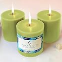 Unscented Pillar Candles Set of 3 | 55 Hrs Each | 3X3 inch Smokeless &amp; Dripless Wax Candles for Home Decor | Olive Mint