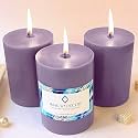 Unscented Pillar Candles Set of 3 | 70 Hrs Each | 3X4 inch Smokeless &amp; Dripless Wax Candles for Home Decor | Lavender