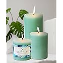 Unscented Pillar Candles Set of 3 | 55, 70, 90 Hrs | 3, 4, 6 inches Smokeless &amp; Dripless Wax Candles for Home Decor | Turquoise
