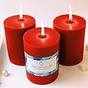 Unscented Pillar Candles Set of 3 | 70 Hrs Each | 3X4 inch Smokeless &amp; Dripless Wax Candles for Home Decor | Red