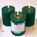 Unscented Pillar Candles Set of 3 | 70 Hrs Each | 3X4 inch Smokeless &amp; Dripless Wax Candles for Home Decor | Dark Green