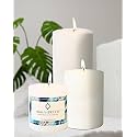 Unscented Pillar Candles Set of 3 | 55, 70, 90 Hrs | 3, 4, 6 inches Smokeless &amp; Dripless Wax Candles for Home Decor | White