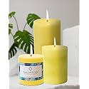 Unscented Pillar Candles Set of 3 | 55, 70, 90 Hrs | 3, 4, 6 inches Smokeless &amp; Dripless Wax Candles for Home Decor | Caramel Brown