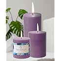 Unscented Pillar Candles Set of 3 | 55, 70, 90 Hrs | 3, 4, 6 inches Smokeless &amp; Dripless Wax Candles for Home Decor | Lavender
