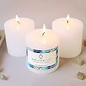 Unscented Pillar Candles Set of 3 | 55 Hrs Each | 3X3 inch Smokeless &amp; Dripless Wax Candles for Home Decor | White