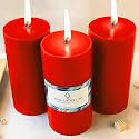 Unscented Pillar Candles Set of 3 | 90 Hrs Each | 3X6 inch Smokeless &amp; Dripless Wax Candles for Home Decor | Red
