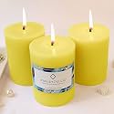 Unscented Pillar Candles Set of 3 | 70 Hrs Each | 3X4 inch Smokeless &amp; Dripless Wax Candles for Home Decor | Caramel Brown