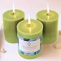 Unscented Pillar Candles Set of 3 | 70 Hrs Each | 3X4 inch Smokeless &amp; Dripless Wax Candles for Home Decor | Olive Mint