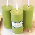Unscented Pillar Candles Set of 3 | 90 Hrs Each | 3X6 inch Smokeless &amp; Dripless Wax Candles for Home Decor | Olive Mint