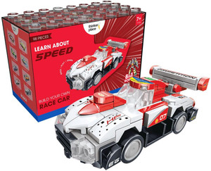 thinkerplace 8-in-1 super racing car white star 98 pieces