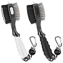 THIODOON 2 Pack Golf Club Brushes and Groove Cleaner 2 ft Retractable Zipline Carabiner Golf Brush Head with Retractable Spike Comfortable Grip Golf Club Cleaner